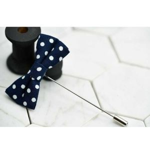 COPY - Dear Martian Mens Blue Polka Dot Bow Lapel Pin